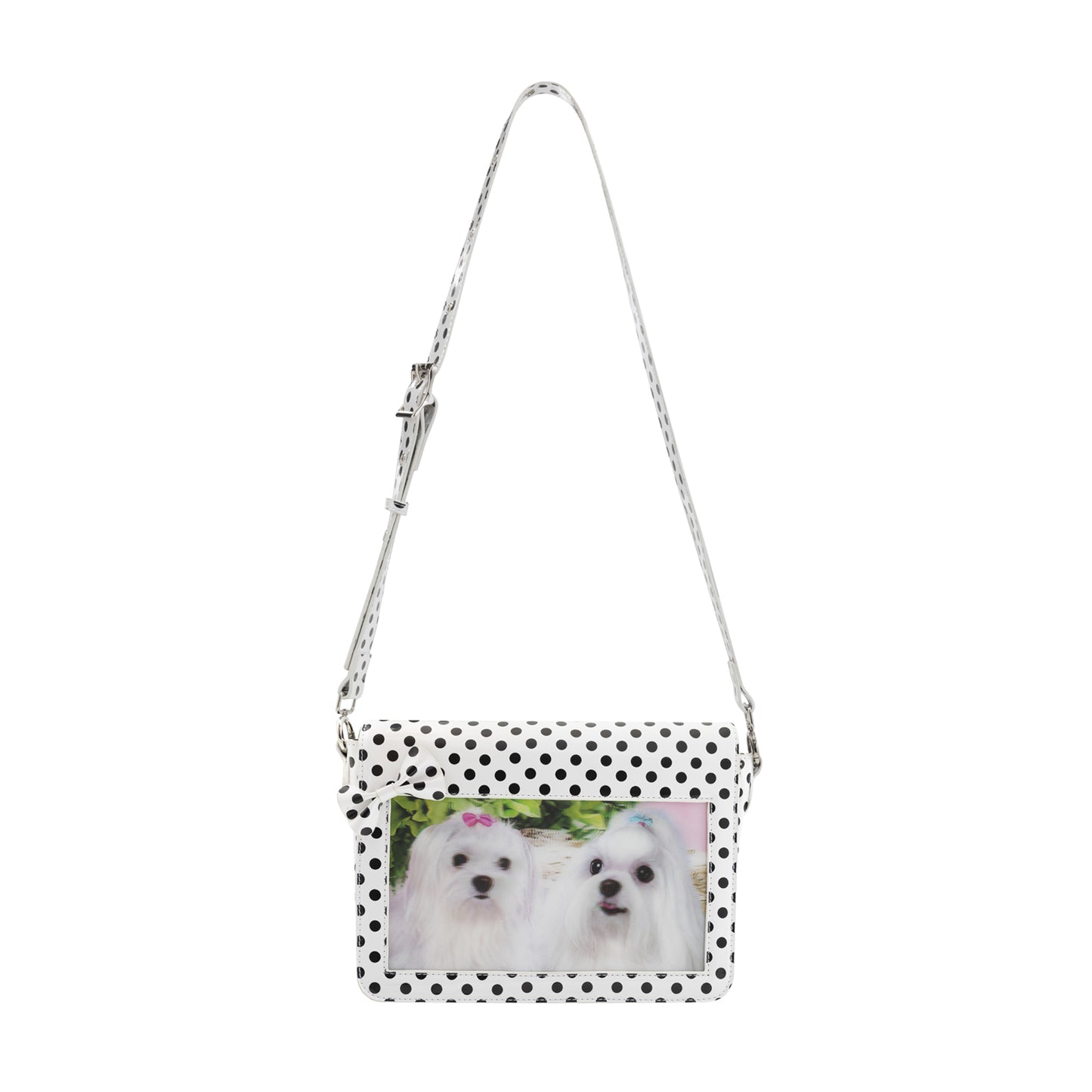 3D puppy raster polka dot bag