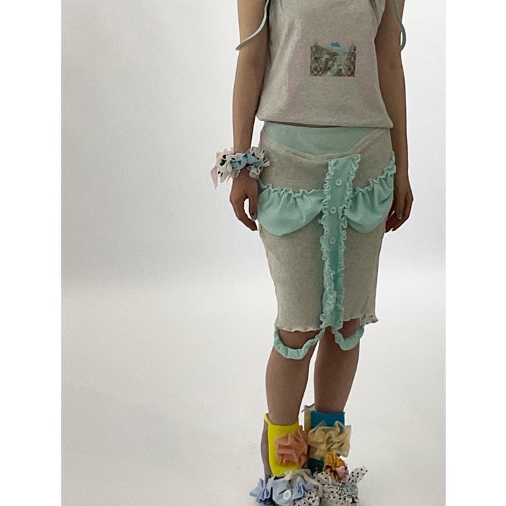 water green knit skirt