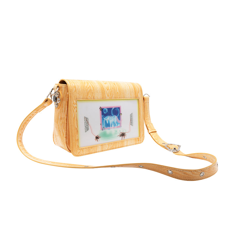 3D room raster wood pattern bag