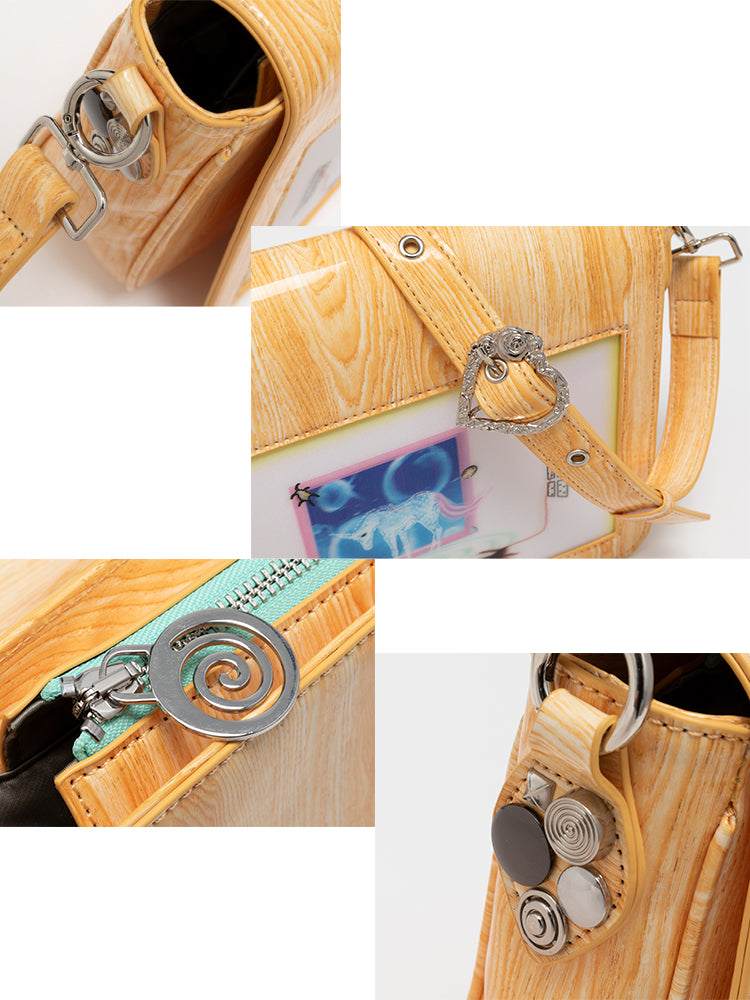 3D room raster wood pattern bag