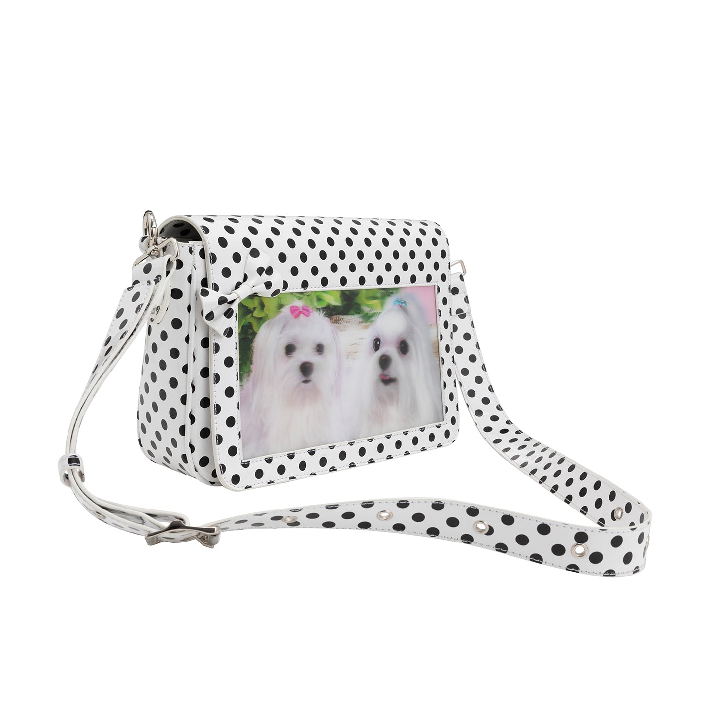 3D puppy raster polka dot bag