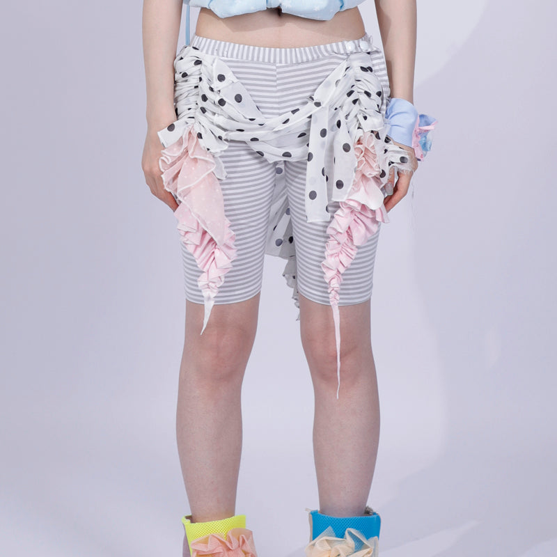 mixed trim decorative skinny mid-rise pants