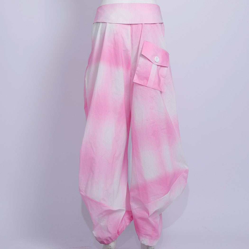 gradient pink fatty,saggy pants