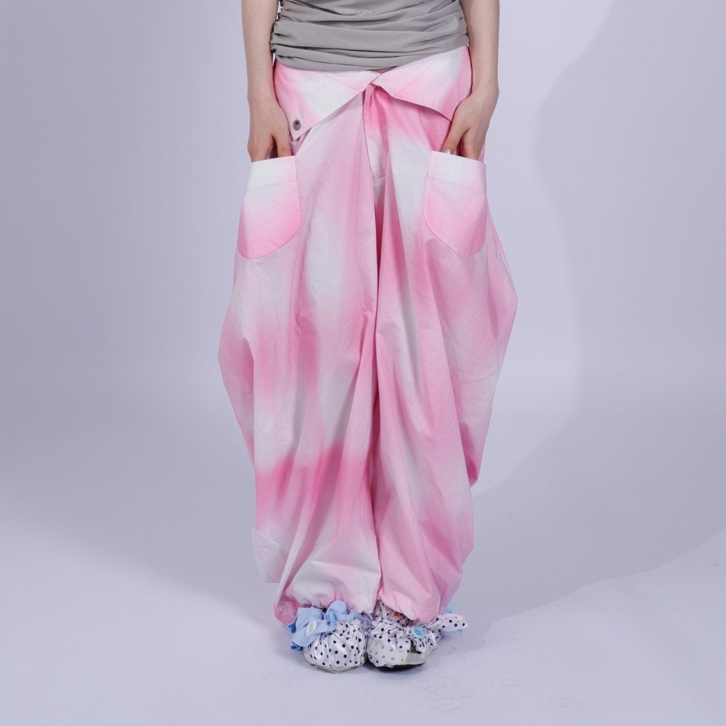 gradient pink fatty,saggy pants