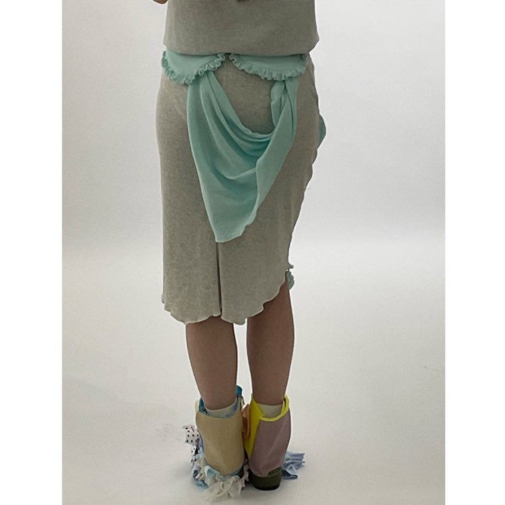water green knit skirt