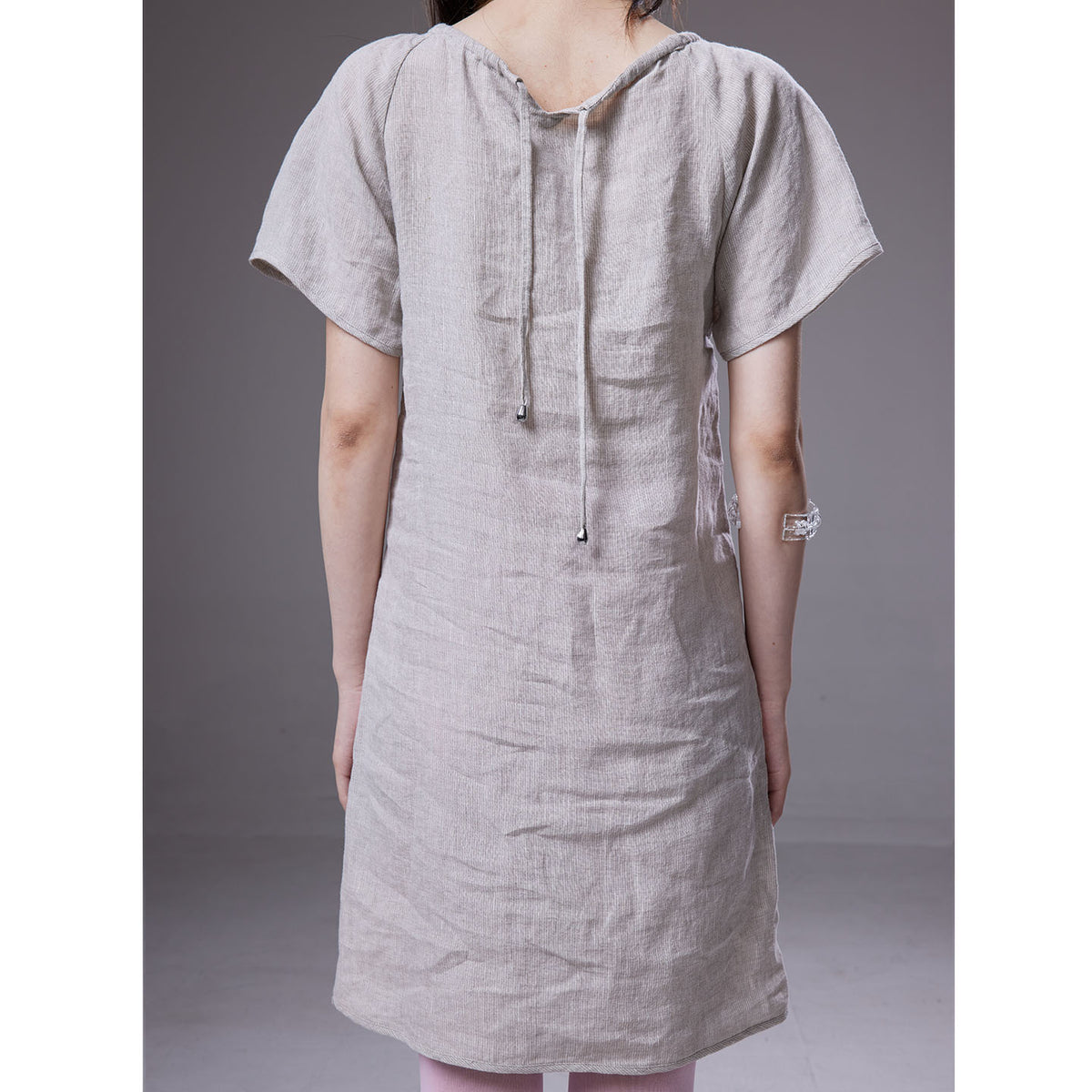 (pre-order)linen dress with belt-buckle charms decoration