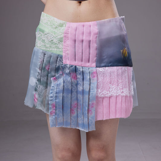 (pre-order)panel-pleated mini skirt