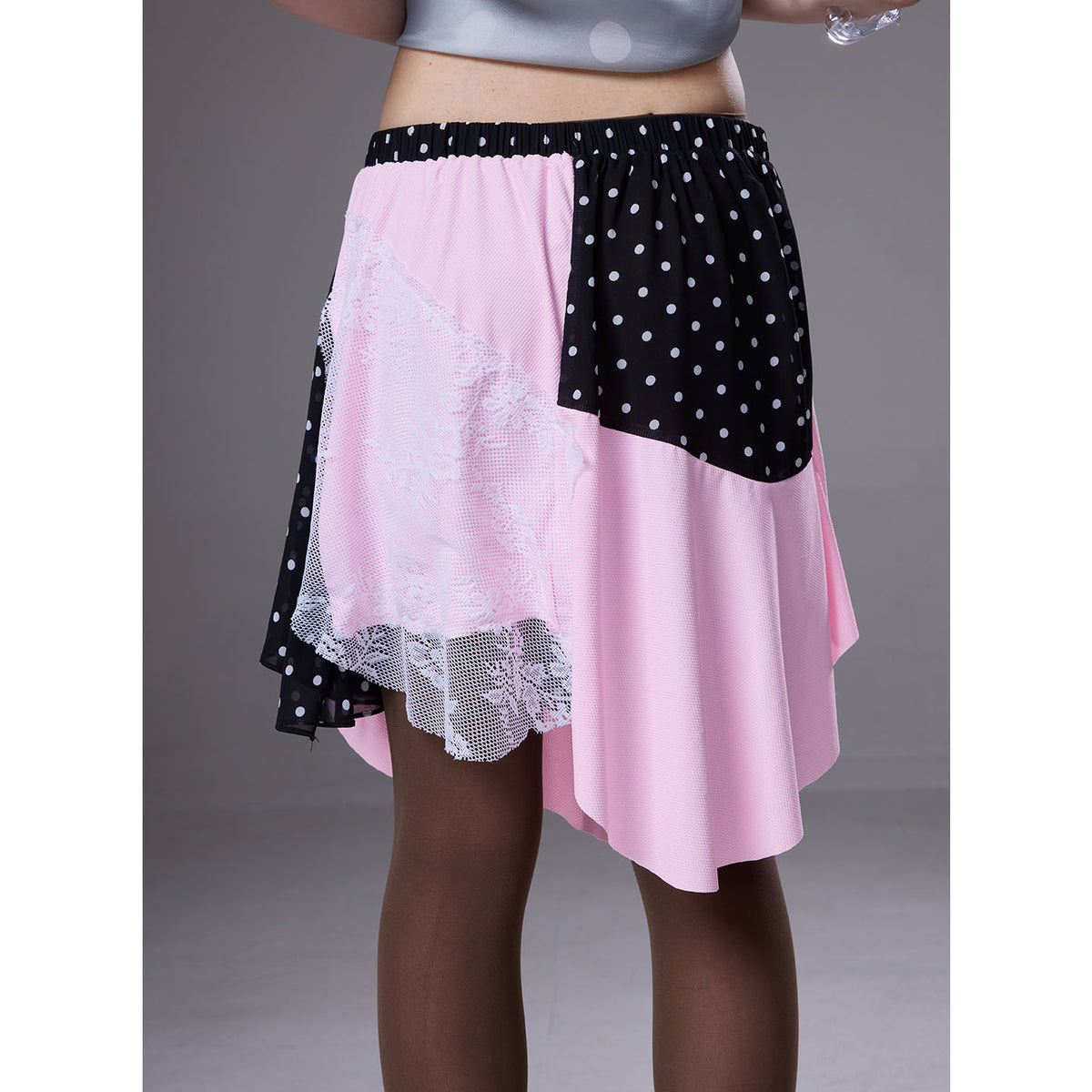 (pre-order)gecko hand-embroidered asymmetric spliced skirt