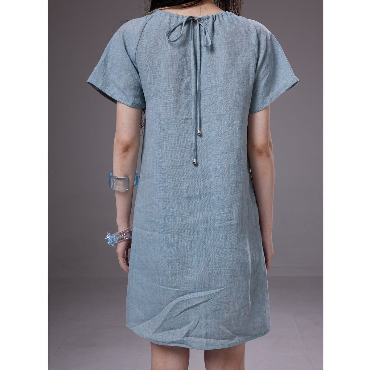 (pre-order)linen dress with belt-buckle charms decoration