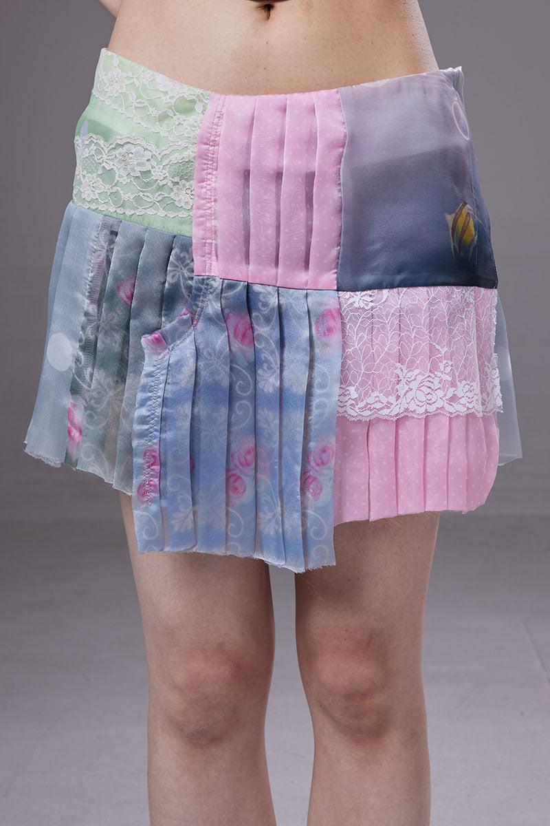 (pre-order)panel-pleated mini skirt