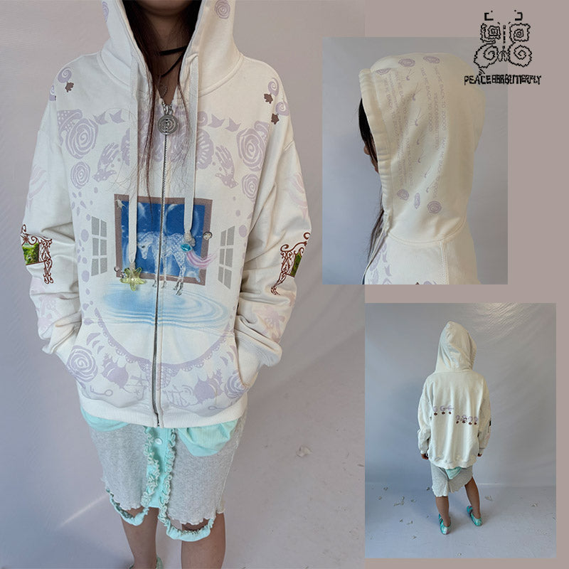 "room"print hoodie