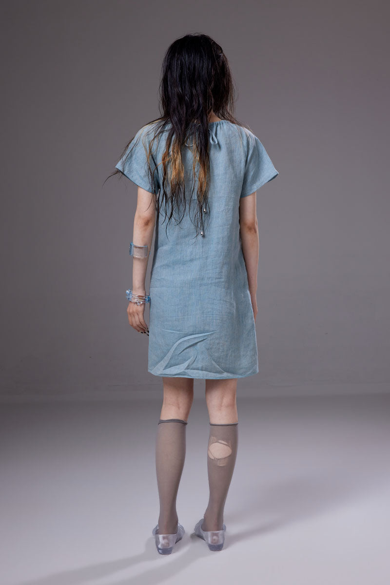 (pre-order)linen dress with belt-buckle charms decoration