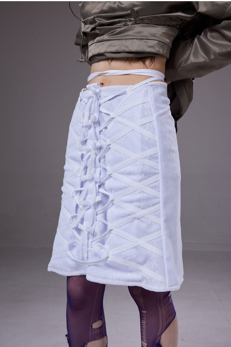 (pre-order)mesh lace-up skirt