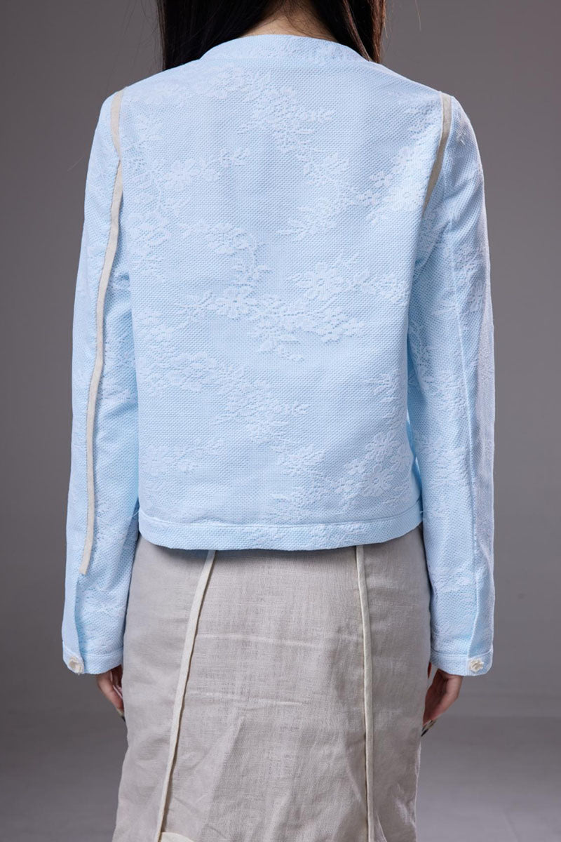 (pre-order)lace-overlay moto jacket