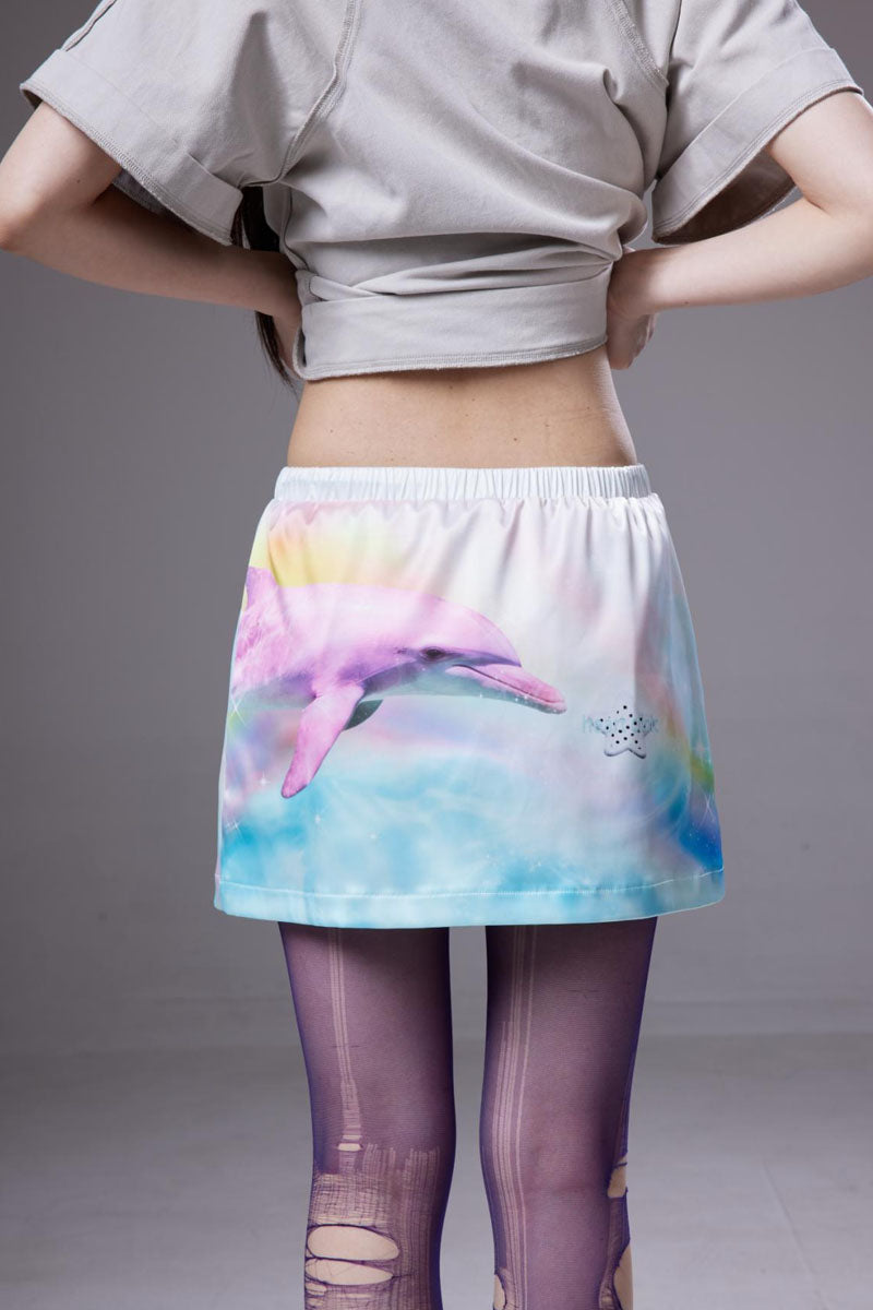 (pre-order)“heart clinic”pink dolphin print short skirt
