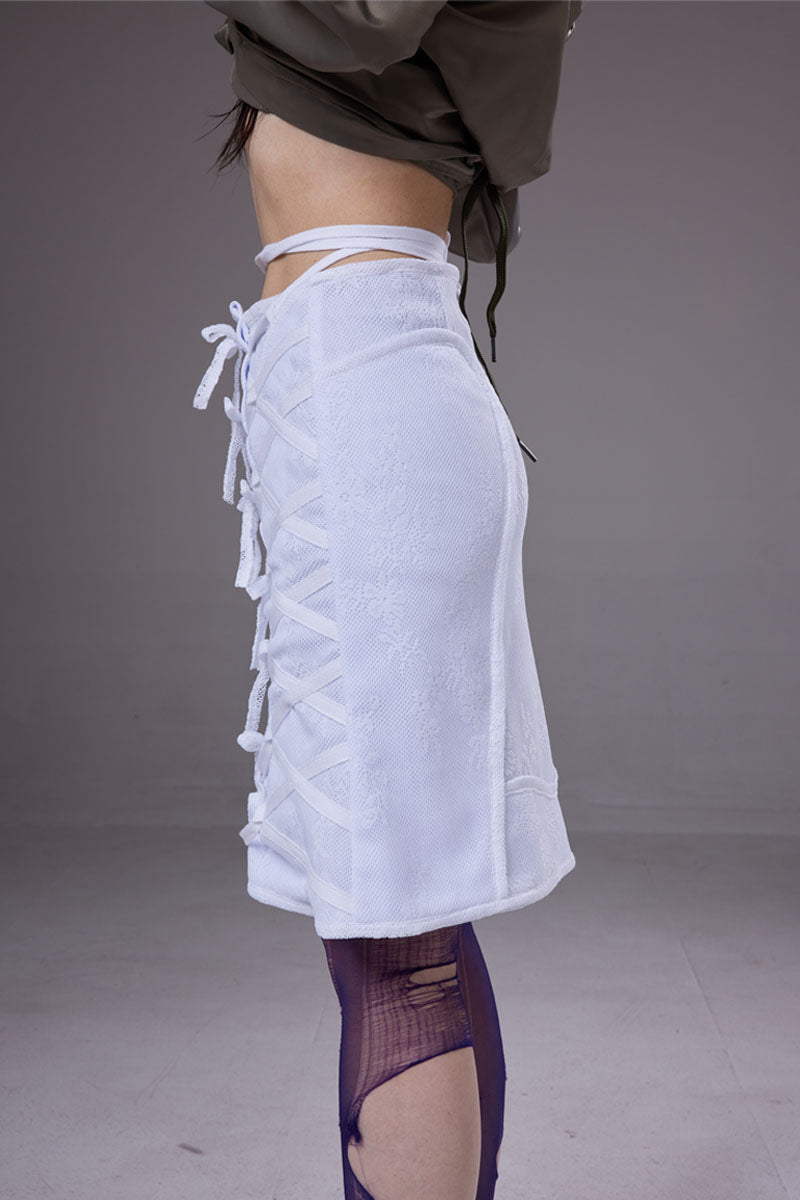 (pre-order)mesh lace-up skirt