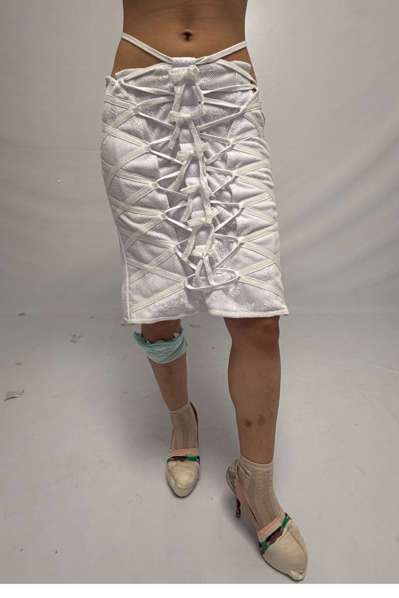 (pre-order)mesh lace-up skirt