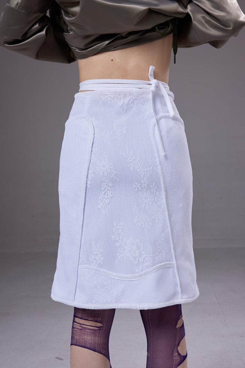 (pre-order)mesh lace-up skirt