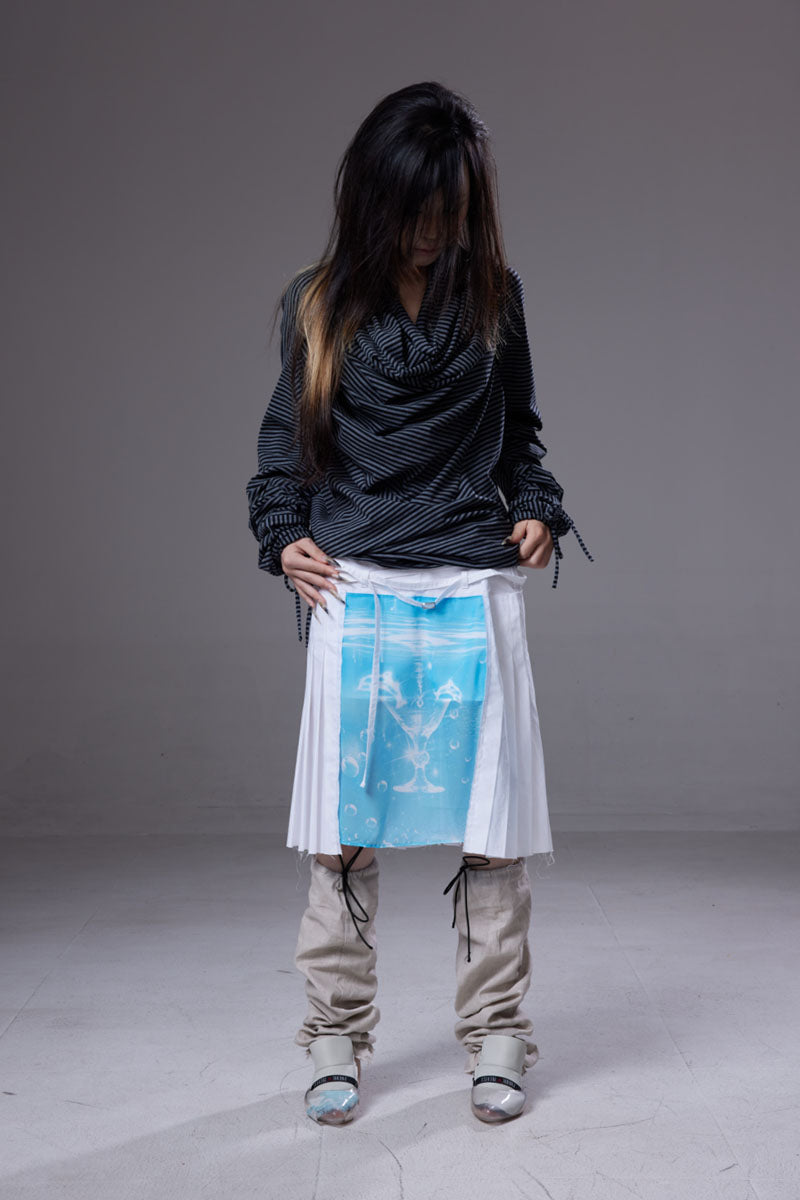 (pre-order)white pleated midi skirt