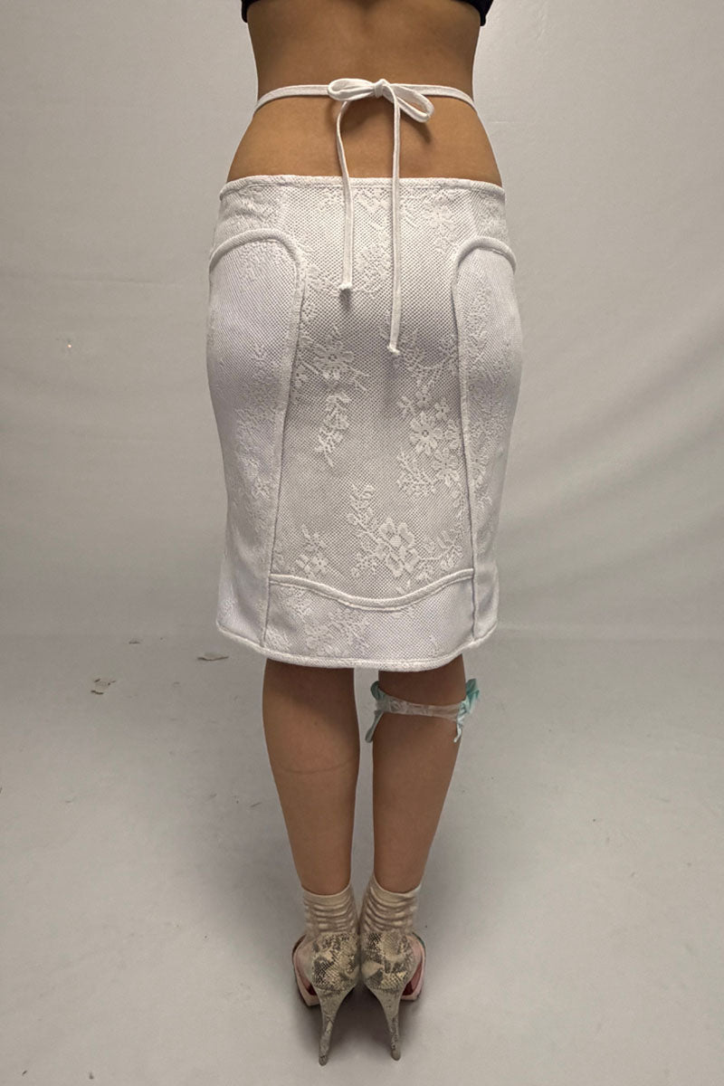 (pre-order)mesh lace-up skirt