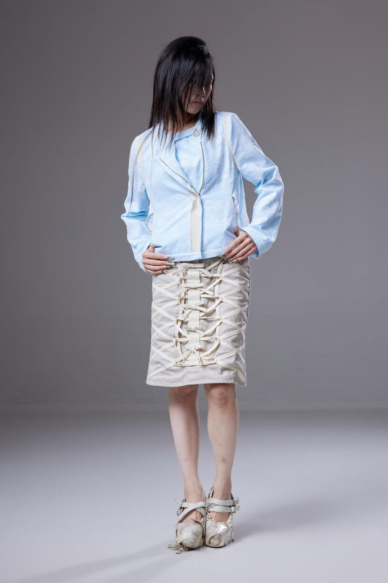 (pre-order)lace-overlay moto jacket