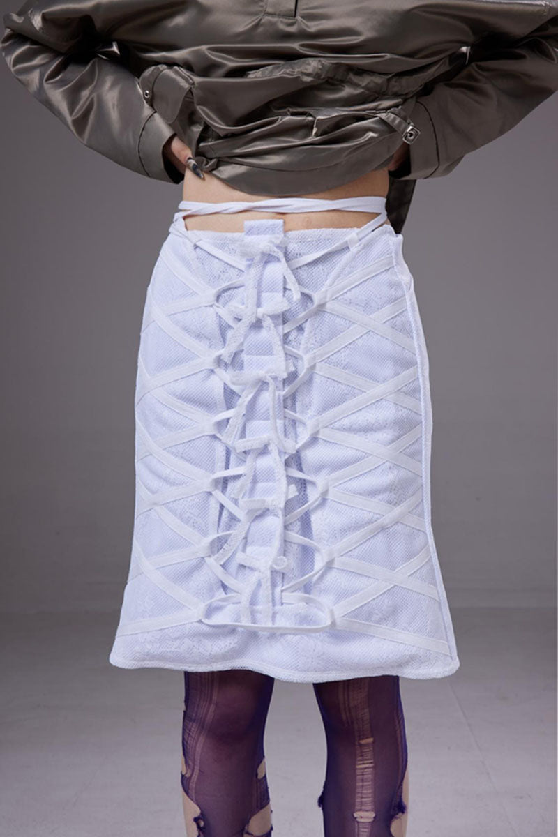 (pre-order)mesh lace-up skirt