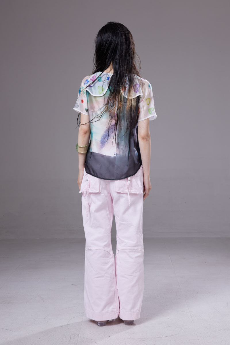 (pre-order)bathroom girl print short-sleeve top