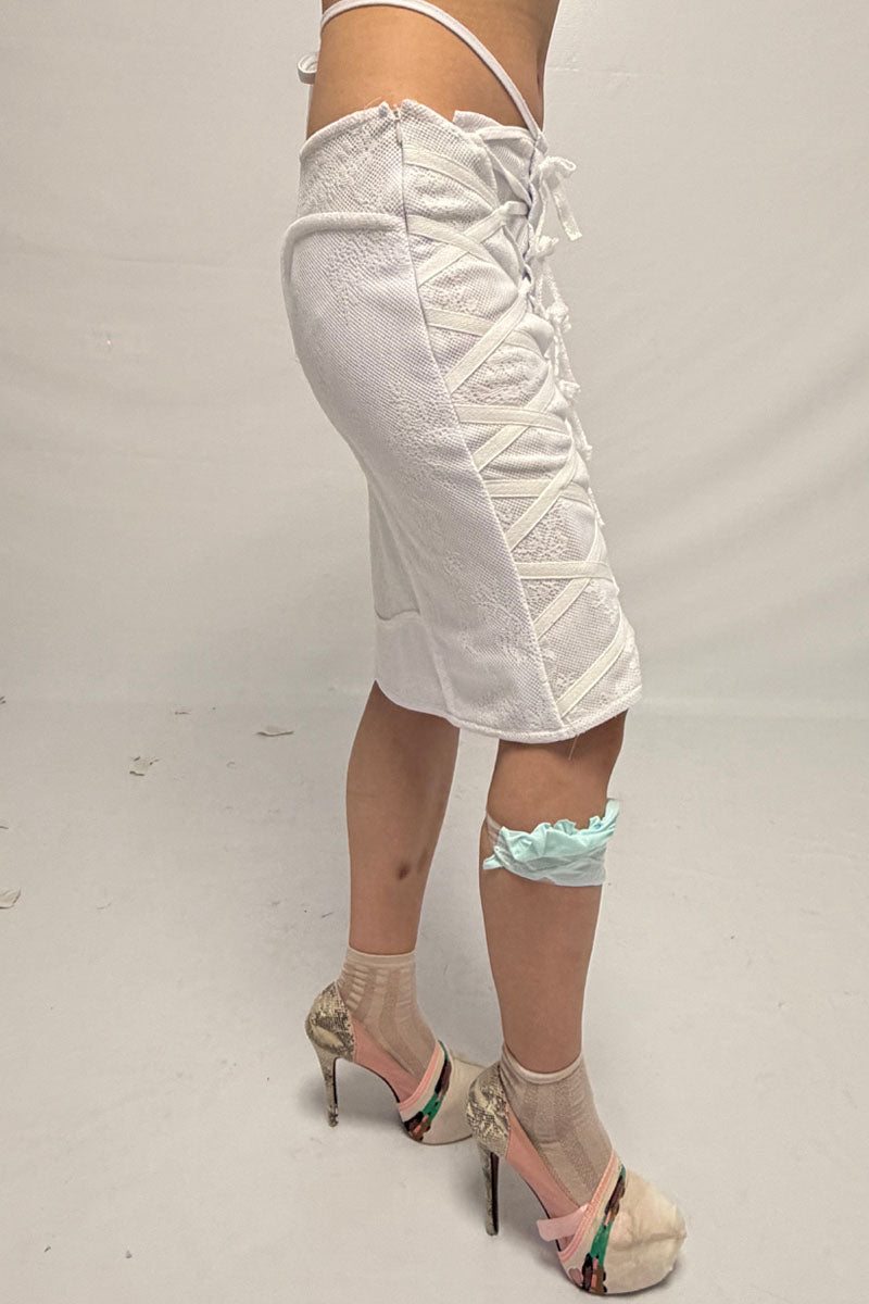 (pre-order)mesh lace-up skirt