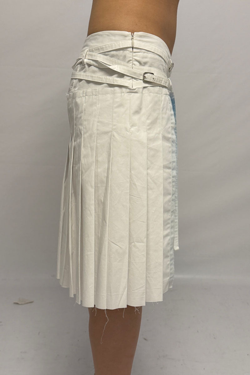 (pre-order)white pleated midi skirt