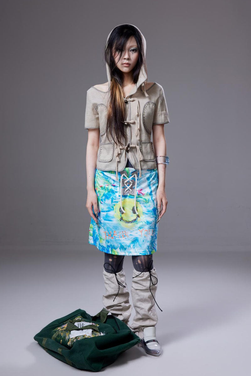 (pre-order)map-smiley print skirt