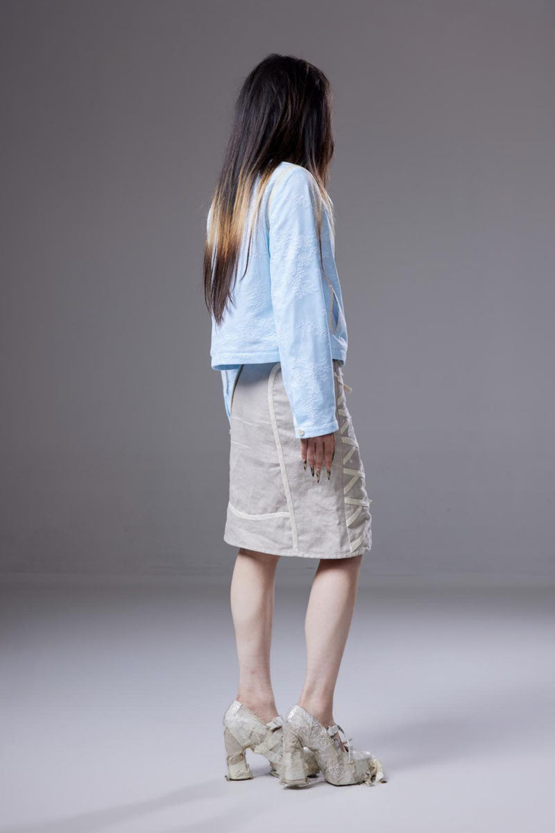 (pre-order)lace-overlay moto jacket