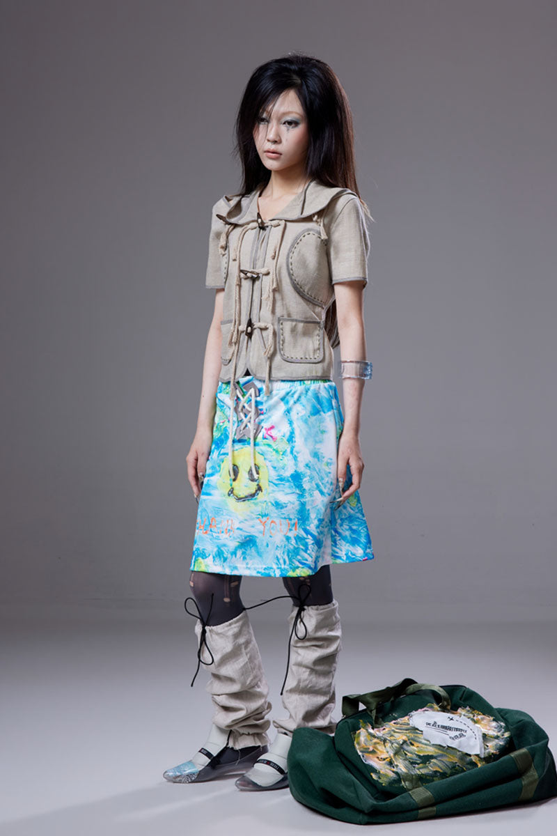 (pre-order)linen horn-button short-sleeve cardigan
