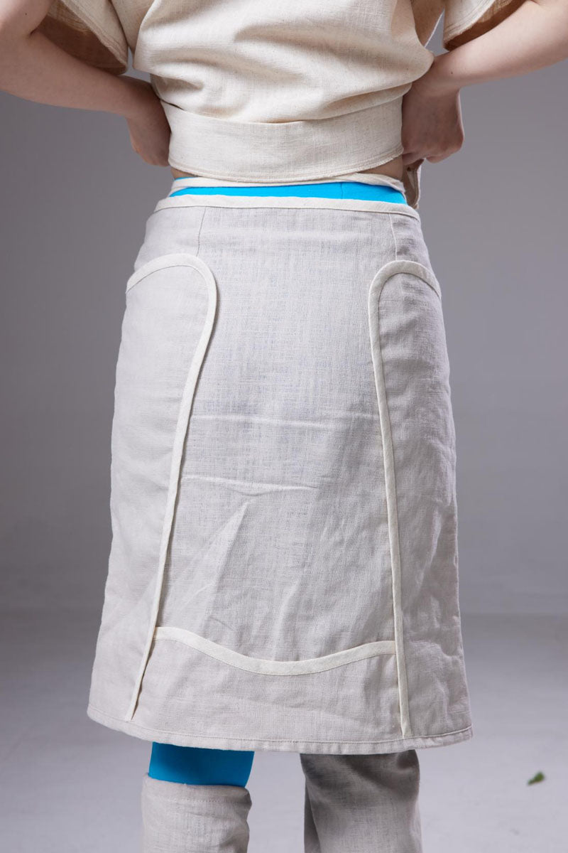 (pre-order)mesh linen lace-up skirt