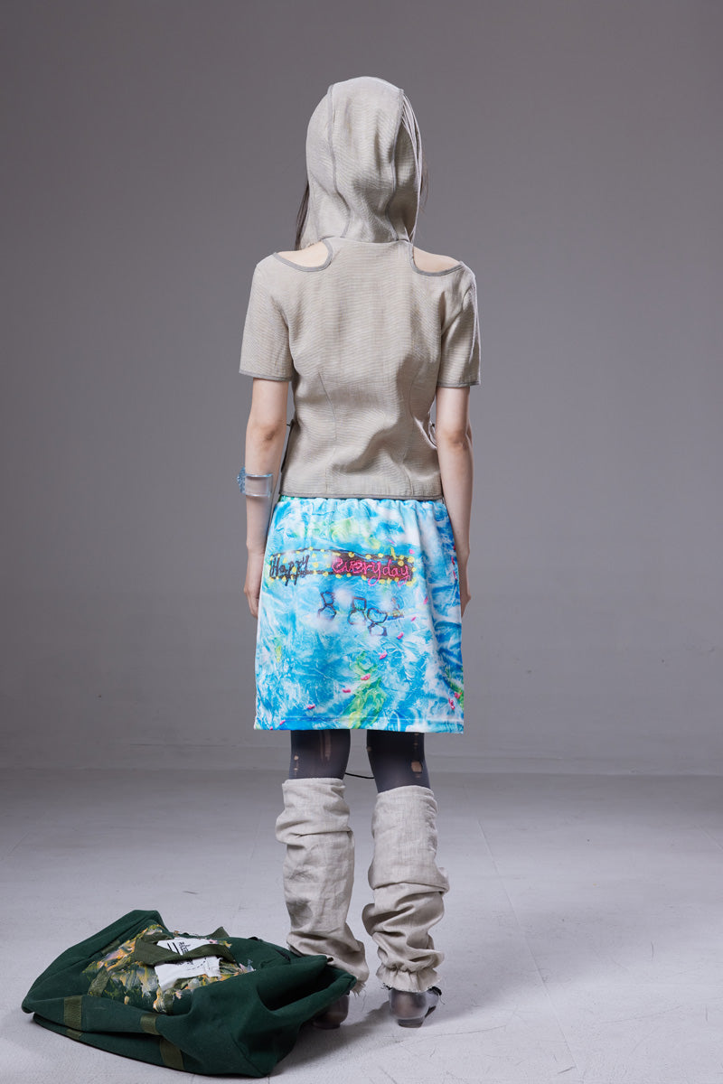 (pre-order)linen horn-button short-sleeve cardigan