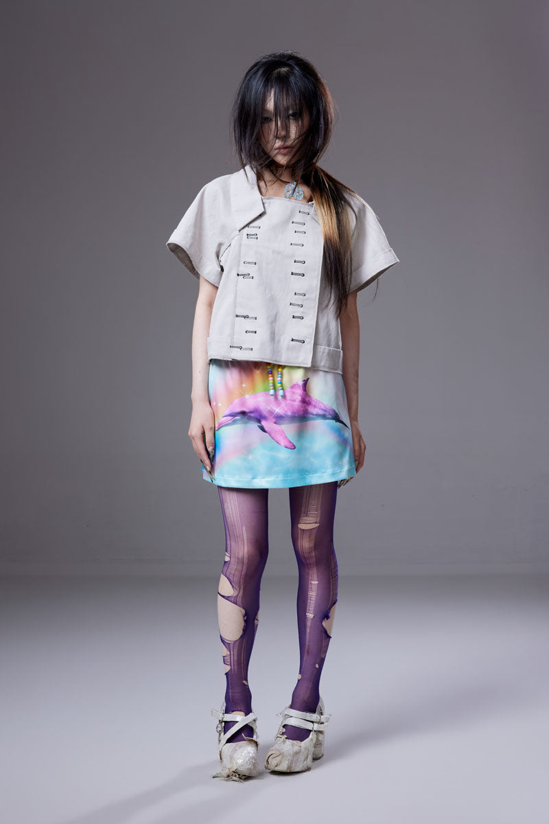 (pre-order)“heart clinic”pink dolphin print short skirt