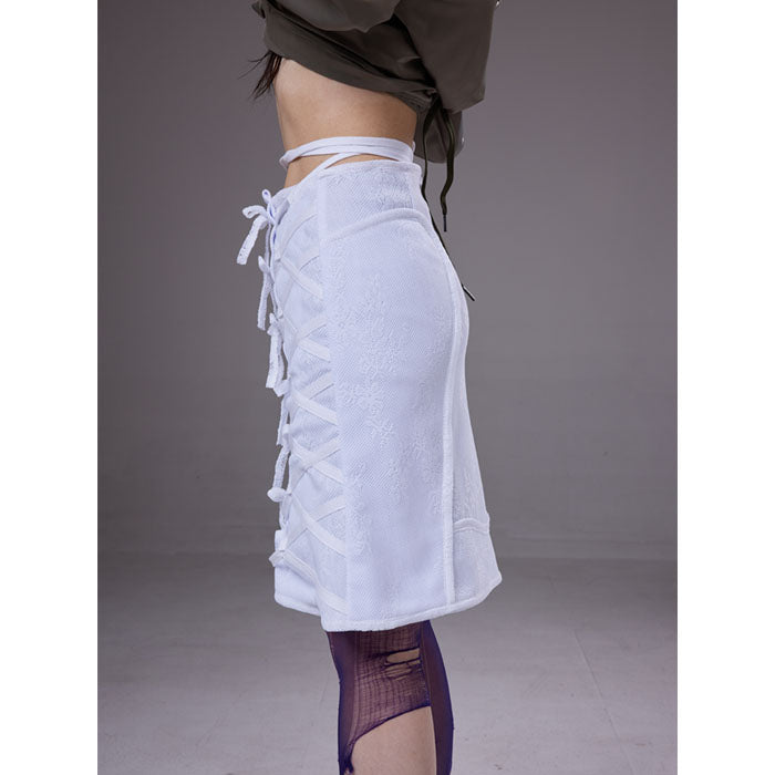 (pre-order)mesh lace-up skirt