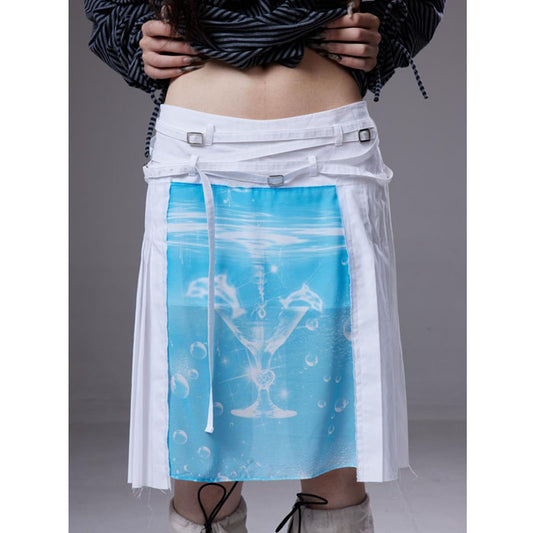 (pre-order)white pleated midi skirt
