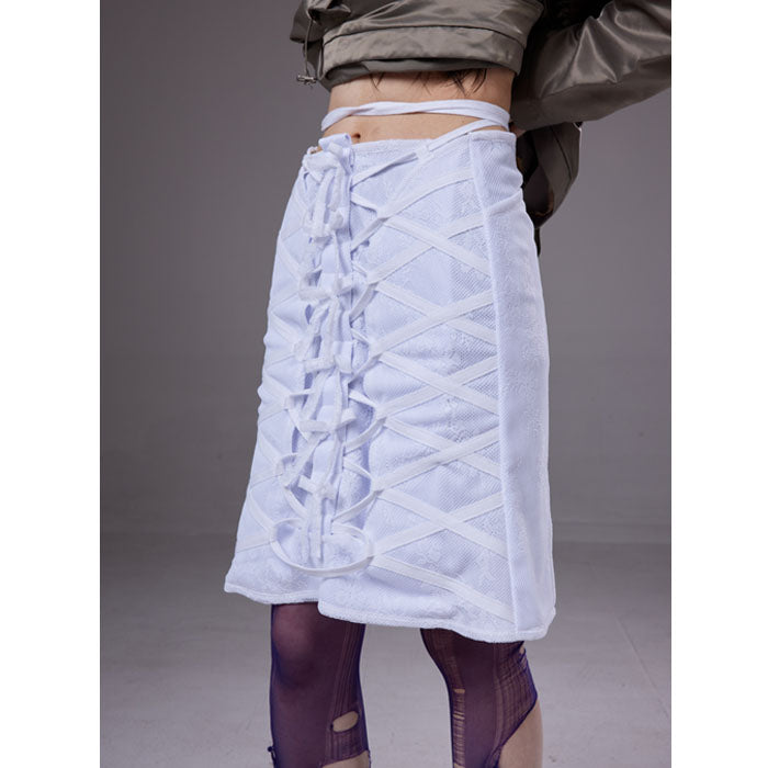 (pre-order)mesh lace-up skirt