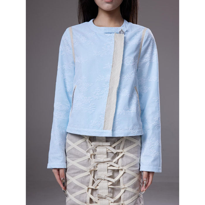 (pre-order)lace-overlay moto jacket