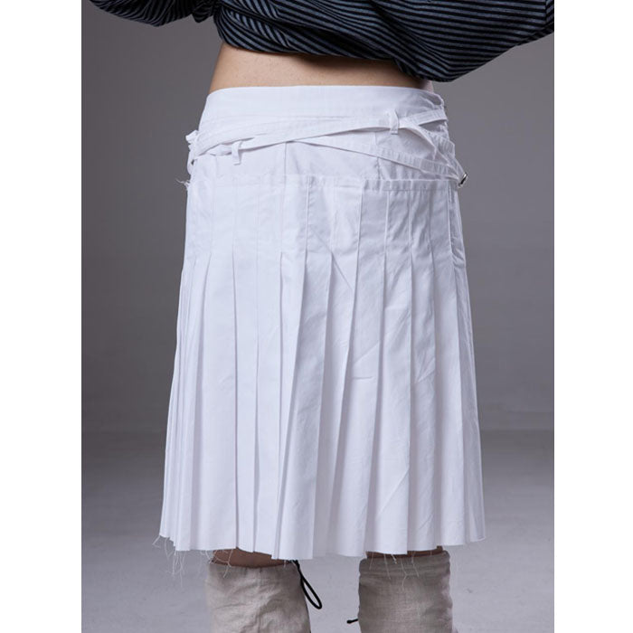 (pre-order)white pleated midi skirt