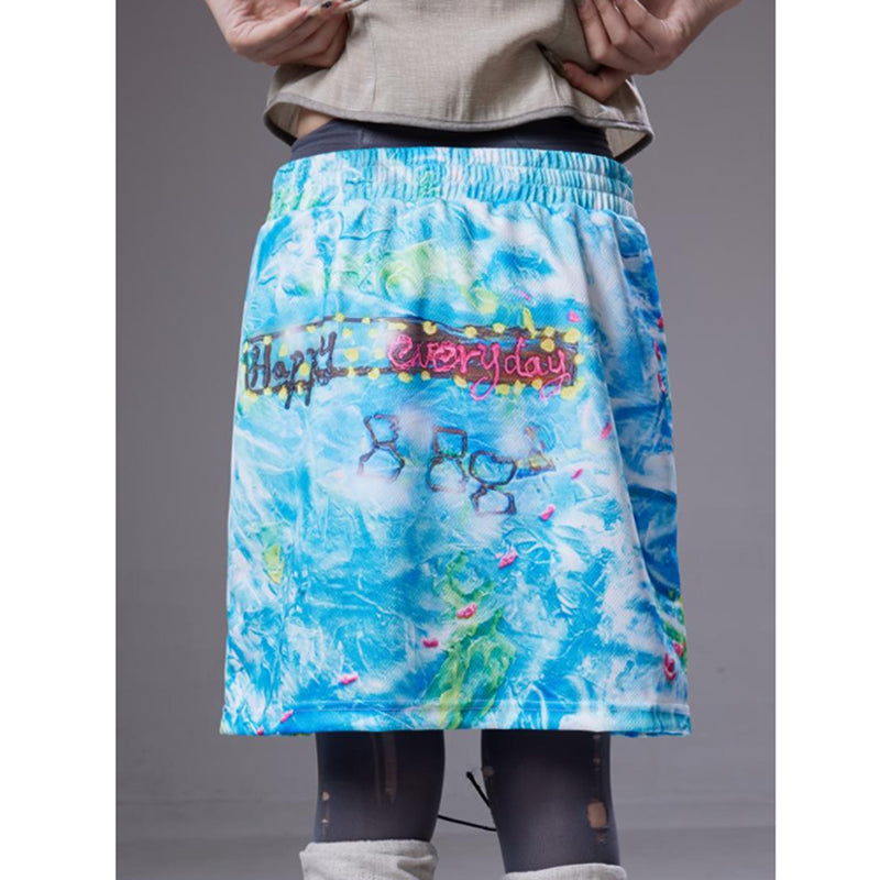 (pre-order)map-smiley print skirt