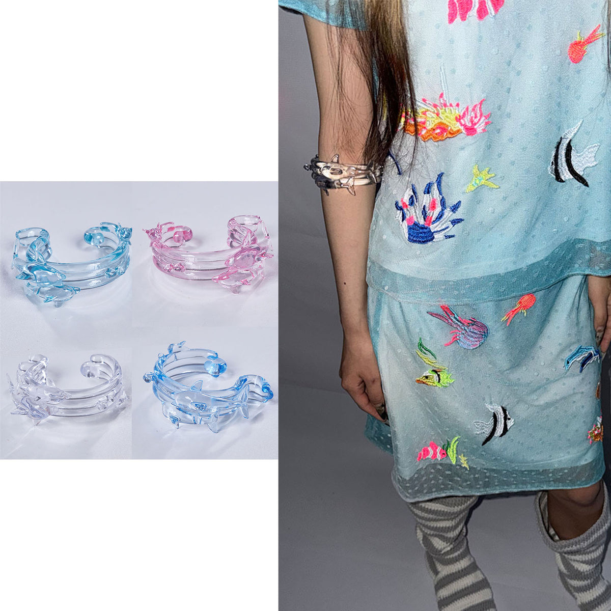 (pre-order)transparent dolphin bangle Warning